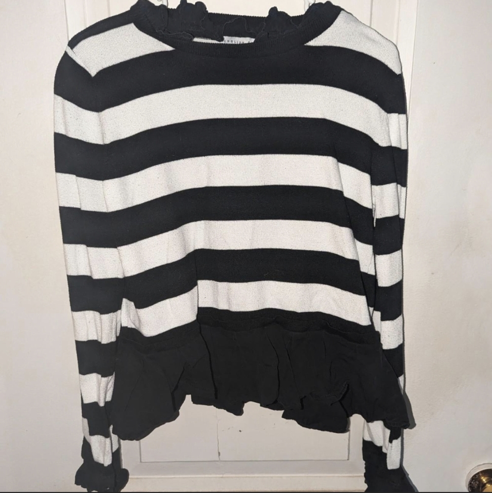 Striped ruffled shirt
